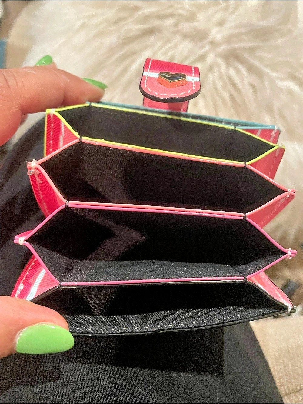 Victoria's Secret Iconic Stripe Accordion Card Holder Pink & Green - Picture 3 of 3